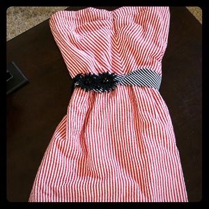 Judith March strapless red seersucker dress sz lg